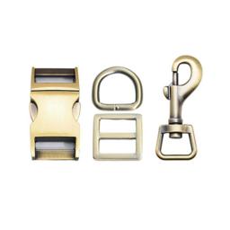 (metal buckle+Tri-Glid+D ring+metal dog clasp/set) retailing copper 15mm DIY dog collar set harness good quality DIY parts