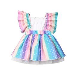 0-24M Newborn Infant Baby Girl Dresses Summer Rainbow Tutu Party Birthday Dresses For Girls Costumes