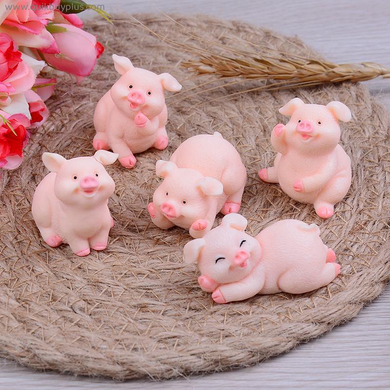 1/5PCS Cartoon Resin Fu Pig Good Fortune Figurines Home Car Decor Year Gift For Friends