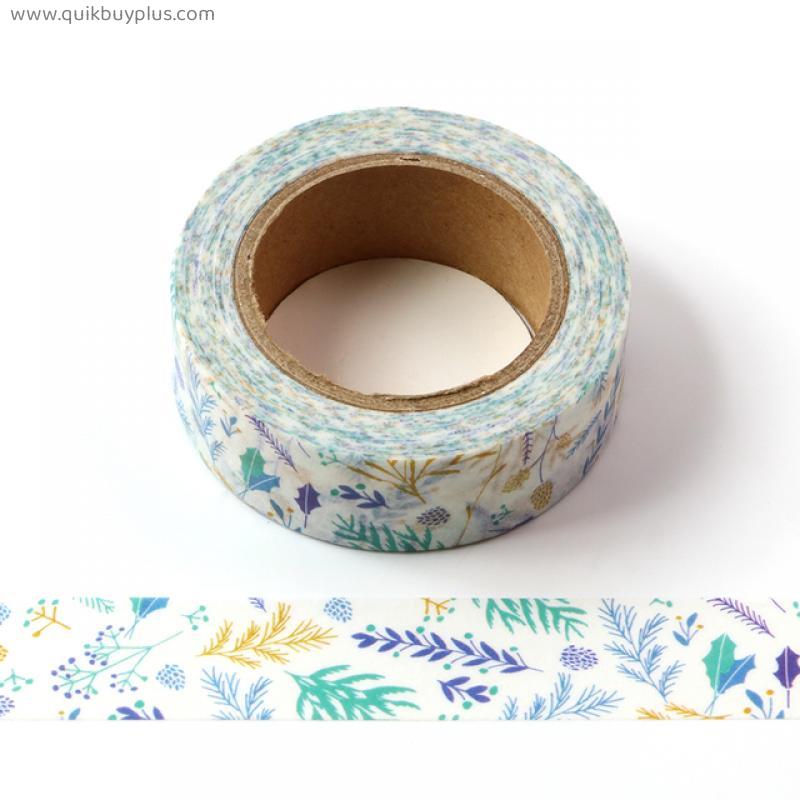 1 PC Colorful Floral Paper Washi Tape 15mm*10m Flowers Masking Tapes Decorative Stickers DIY Japanese decoration tape