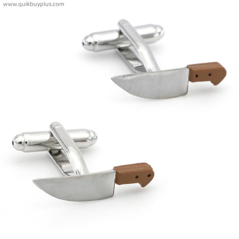 1 Pac Man Kitchen Knife Cufflinks Copper Material Coffee Color