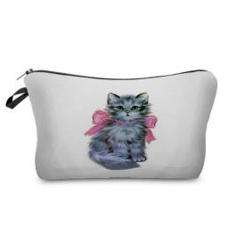 1 Pc Black Cat Print Women Cosmetic Bags Animal Cute Casual Travel Portable Storage Makeup Bag Toiletry Bags