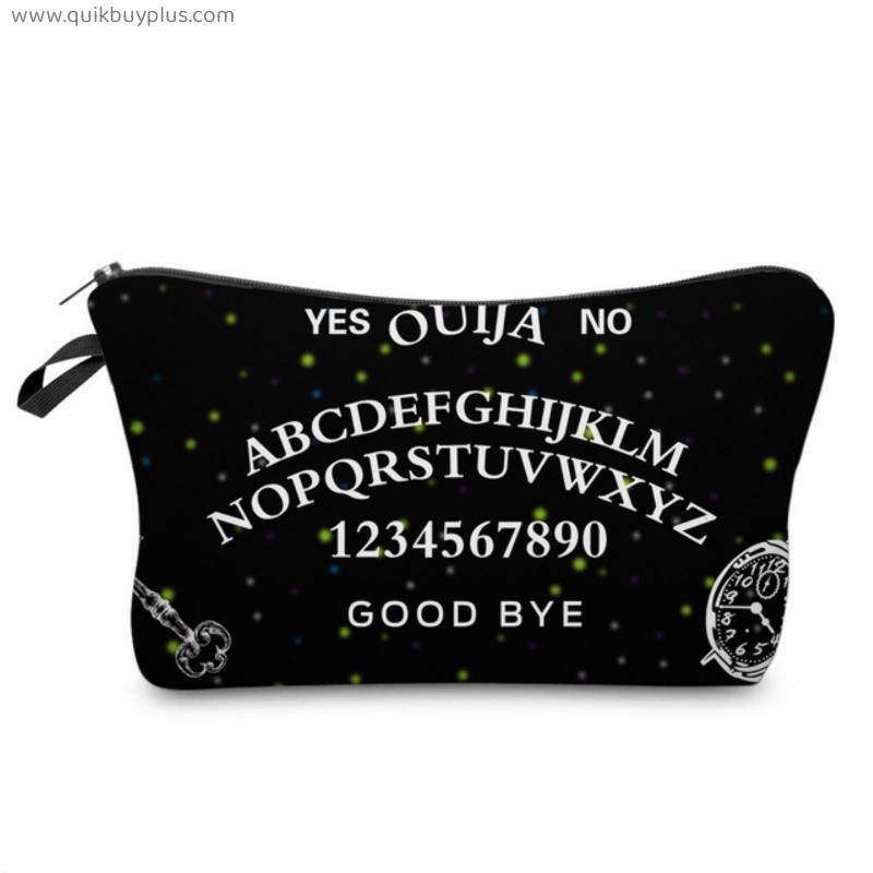 1 Pc Black Small Makeup Bag Letters Printing Cosmetic Bags For Women Storage Travel Bags For A Gift