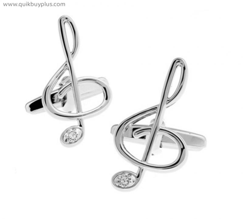 1 Pc Copper Material Silver Colour Music Note Style Cufflinks