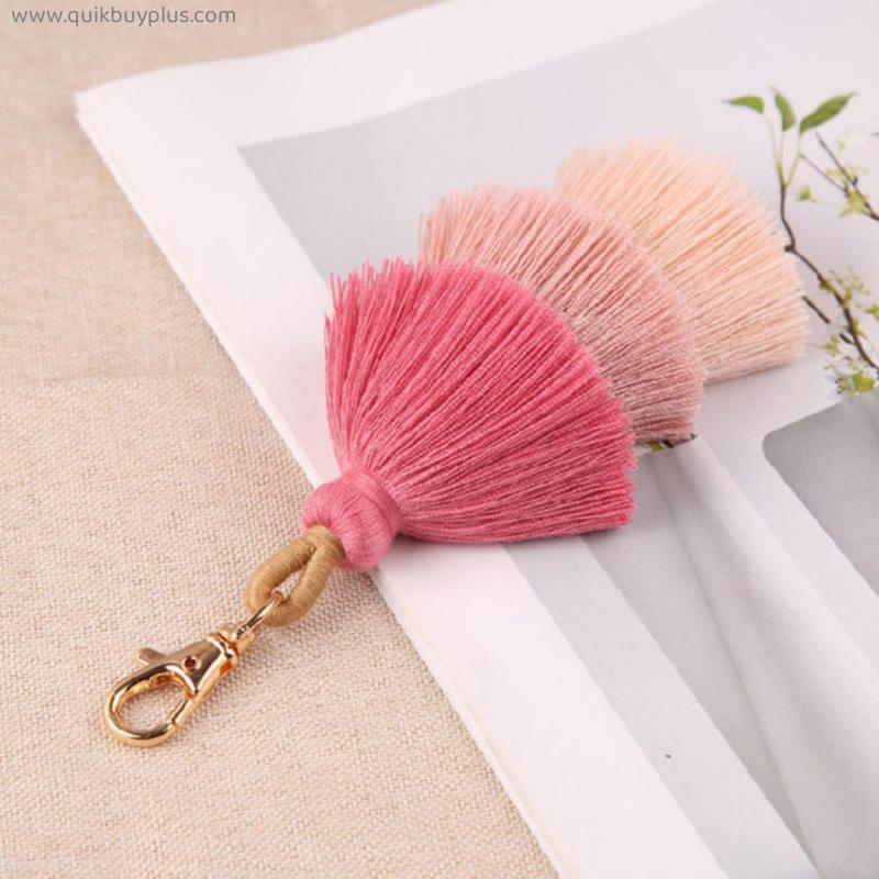 1 Pc Handmade Colorful  Layered Tassel Keychain Bag charms Gradient Colors Key Holder Boho Jewelry Gift for women