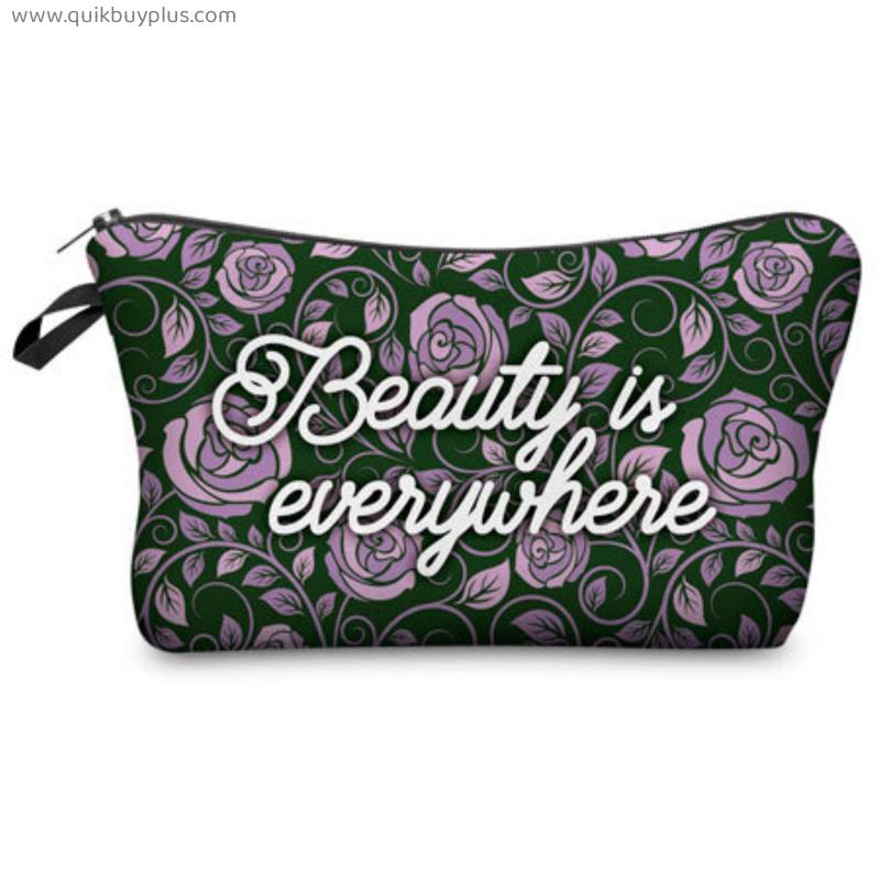 1 Pc Makeup bag Heat Transfer Printing Women Flowers Fashion Brand Travel  Cosmetic Bags