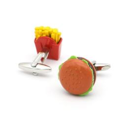 1 Pc Men's Fries Cufflinks Copper Material Yellow Color