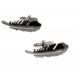 1 Pc Men Copper Material Black Colour Feather Style Cufflinks