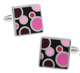 1 Pc Men Gift Pink Colour Copper Material Fashion Square Style Cufflinks