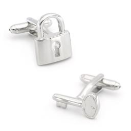 1 Pc Menu Key Lock Cufflinks Copper Material Silver Color