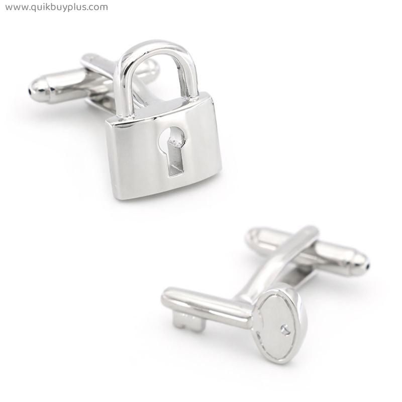 1 Pc Menu Key Lock Cufflinks Copper Material Silver Color