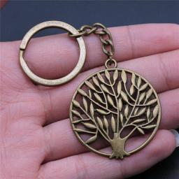 1 Piece Hot Selling Fashion Peace World Tree Pendant Keyring Metal Chain Silver Men's Car Gift Souvenir Keychain