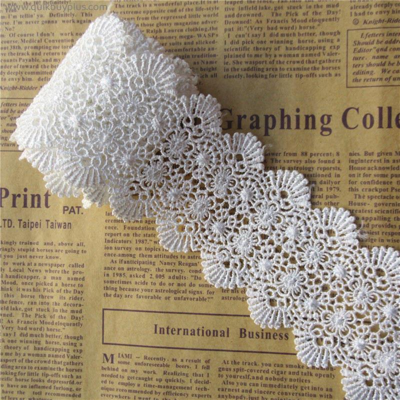 1 Yard White Scallop Flower Embroidered Lace Edge Trim Ribbon Applique Sewing Craft For Crochet Wedding Bridal Dress Clothes