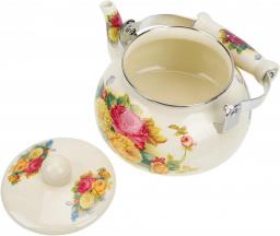 1. 5L Stove Top Whistling Tea Kettle Flower Enameled Water Pot with Handle Flat Bottom Kettle Warme Retro Classic Design