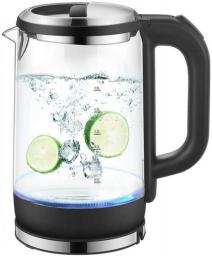1.8L Glass Electric Kettle, 1800W Eco Kettle with Illuminated LED, No Bpa Cordless Hot Water Boiler, with Stainless Steel Inner Lid; Bottom Quick Boil Auto Off, White