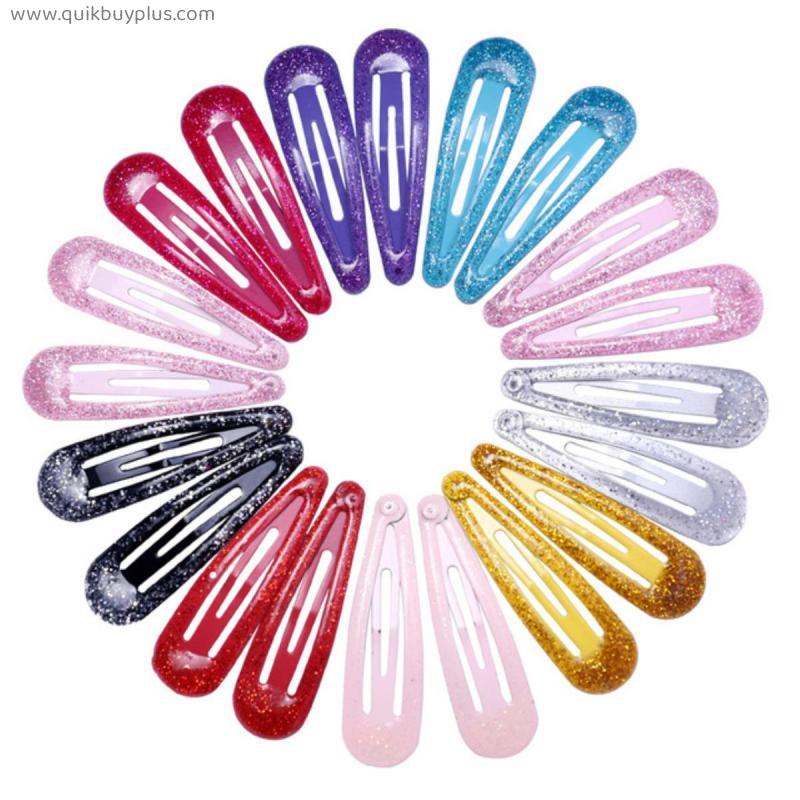 10/20pcs 5cm Color Glitter Hairpins Metal Barrette BB Hair Clips Kids Children Baby Girls Snap Pins Women Hair Accessories