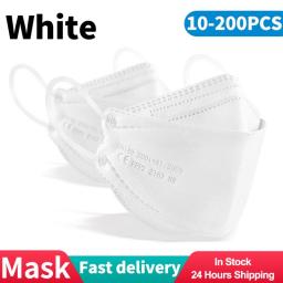 10-200 PCS Disposable Face Mask Industrial 4Ply Ear Loop Reusable Mouth Cover Fashion Fabric Masks Face Cover Mascarilla （White）