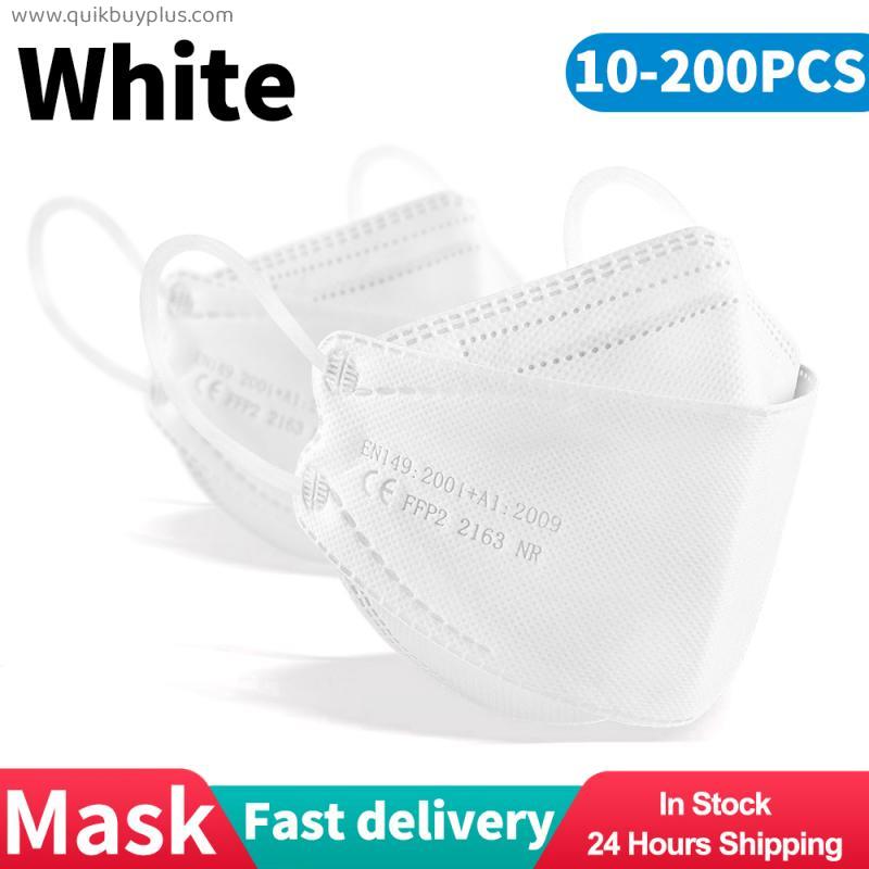 10-200 PCS Disposable Face Mask Industrial 4Ply Ear Loop Reusable Mouth Cover Fashion Fabric Masks face cover mascarilla （White）