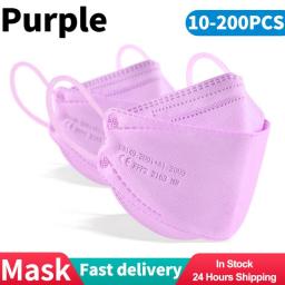 10-200 PCS Disposable Face Mask Industrial 4Ply Ear Loop Reusable Mouth Cover Fashion Fabric Masks Face Cover Mascarilla Purple