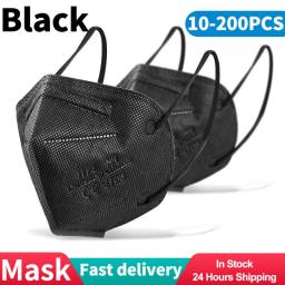 10-200 PCS Disposable Face Mask Industrial 5Ply Ear Loop Reusable Mouth Cover Fashion Fabric Masks Face Cover Mascarilla （Black）