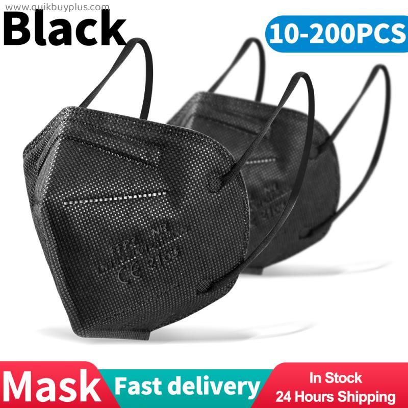 10-200 PCS Disposable Face Mask Industrial 5Ply Ear Loop Reusable Mouth Cover Fashion Fabric Masks face cover mascarilla （Black）