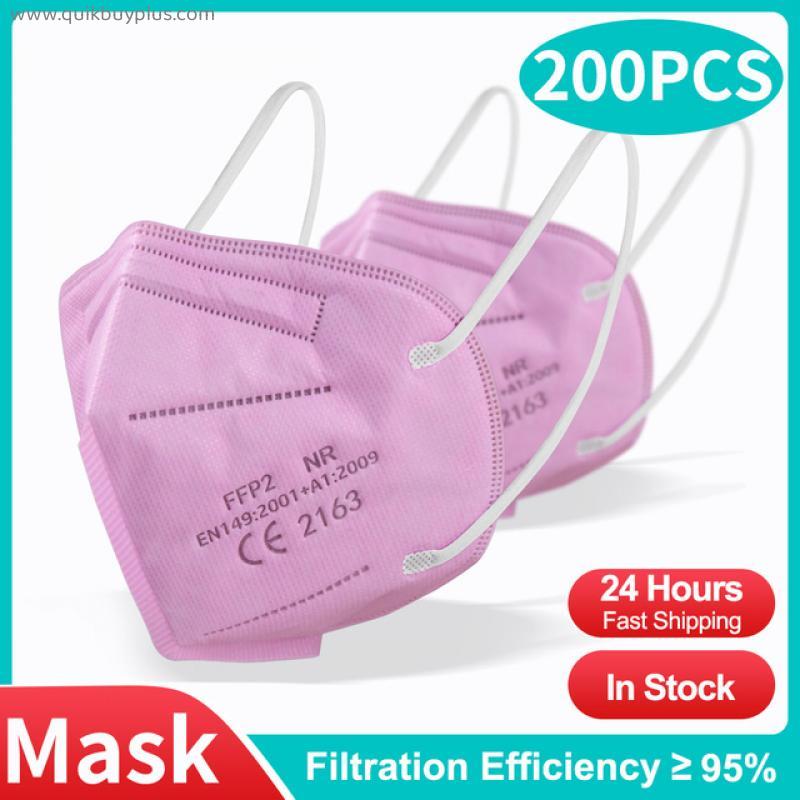 10-200 PCS Disposable Face Mask Industrial 5Ply Ear Loop Reusable Mouth Cover Fashion Fabric Masks face cover mascarilla （Pink）