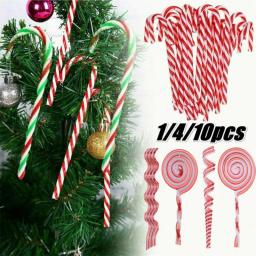 10 Pcs Christmas Tree Candy Cane Lollipop Pendant Xmas Tree Hanging Ornaments for Christmas Decoration Xmas Party Supplies