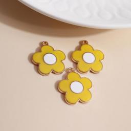 10 Pcs Enamel Daisy Flower Charms For Necklaces Pendants Earrings Mini Charms Handmade Jewelry Making