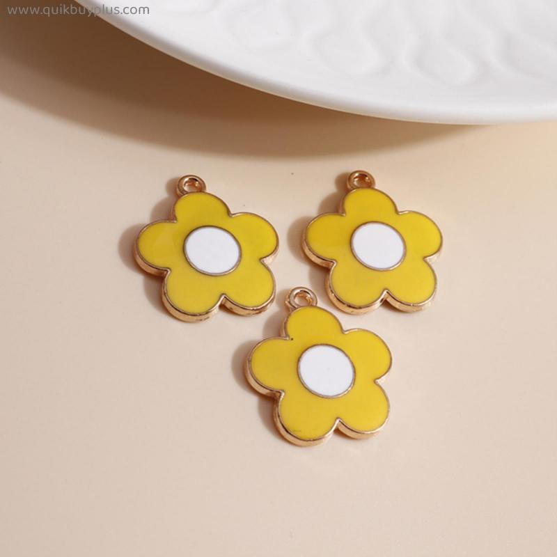 10 Pcs Enamel Daisy Flower Charms for Necklaces Pendants Earrings Mini Charms Handmade Jewelry Making