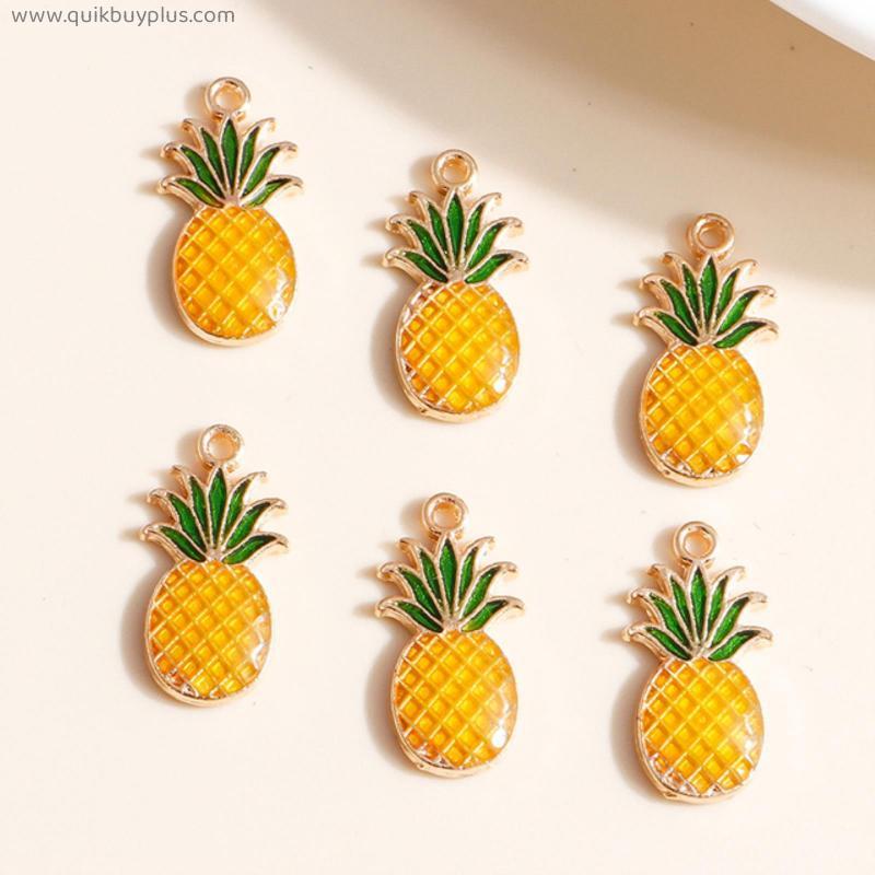 10 Pcs Enamel Pineapple Charms for Pendants Necklaces Making Cute Fruit Charms Jewelry Accessories