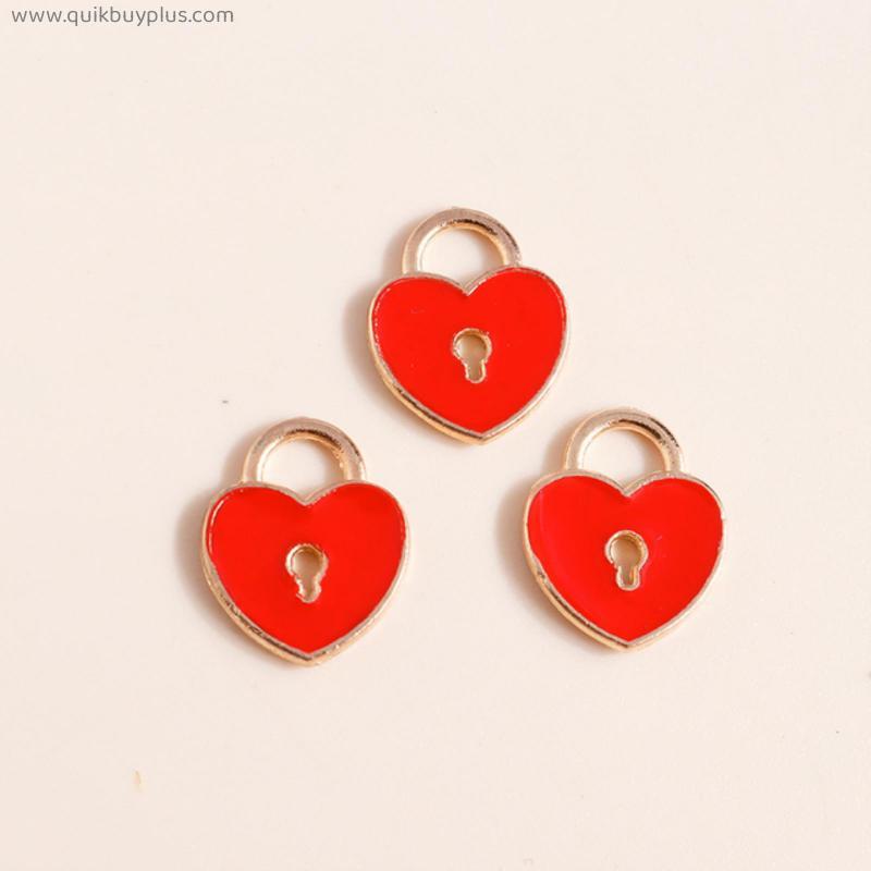 10 Pcs Romantic Enamel Love Heart for Necklaces Pendants Earrings  Mini Charms Jewelry Making