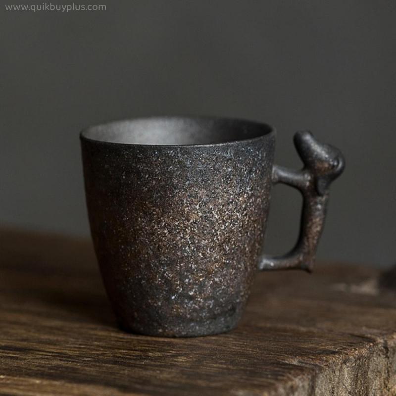 100ml Cute Pottery Tea Coffee Mugs With Dog Handles Vintage Earthenware Espresso Cups Janpanese Ceramic Teacups Retro Home Decor