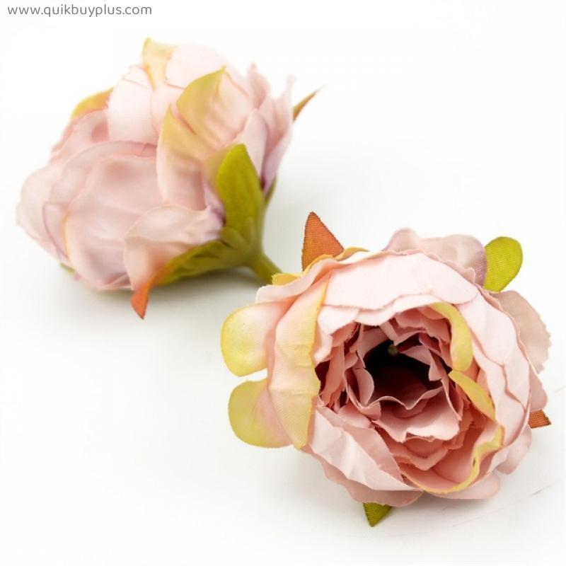 100pcs/lot 5cm High Quality Silk Peony Artificial Flower Head For Home Wedding Decor DIY Garland Craft Flowers Accessories