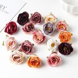 10PC Artificial Flowers Wedding Decoration New Year's Home Room Decor Christmas Garland DIY Scrapbook Candy Box Fake Silk Rose