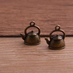 10PCS 10*17*19mm 3D Kettle Charms Teapot Pendant Two Color DIY Retro Jewelry Bracelet Necklace Charms Pendant
