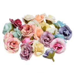 10PCs 4cm Artificial Flower Silk Rose Cloth Fake Flower Head Wedding Party Home Decoration DIY Scrapbooking Wreath Accessories