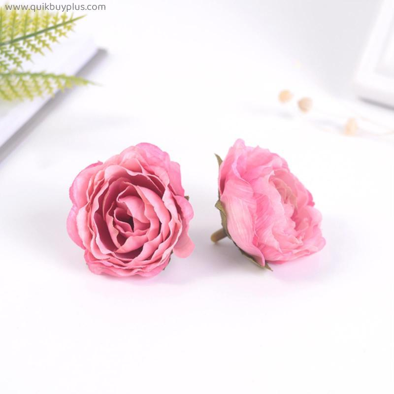 10Pcs Silk Peony Roses Head Wedding Decorative Wreath Christmas Decorations for Home Diy Gift Fake Plants Artificial Flowers