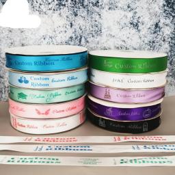 10mm-75mm Custom Printed Ribbon Personal Logo Polyester Rubban Giftbox Baking Wrap Wedding Birthday Anniversary DIY Bracelet