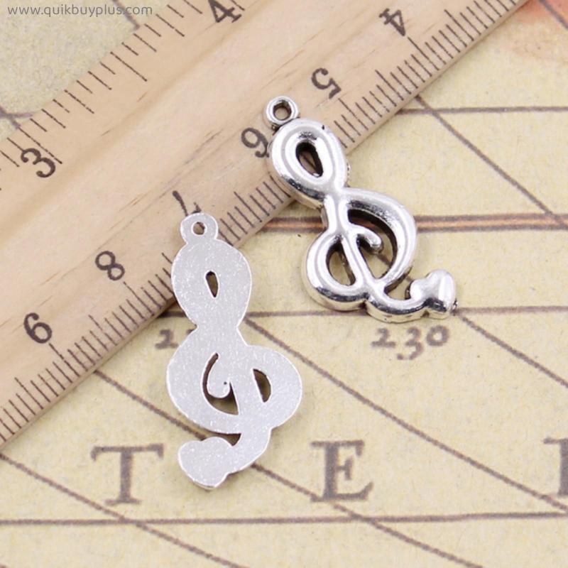 10pcs Charms Musical Note Heart 29x13mm Tibetan Bronze Silver Color Pendants Antique Jewelry Making DIY Handmade Craft