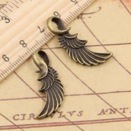 10pcs Charms angel wings 10x31mm Tibetan Bronze Silver Color Pendants Antique Jewelry Making DIY Handmade Craft