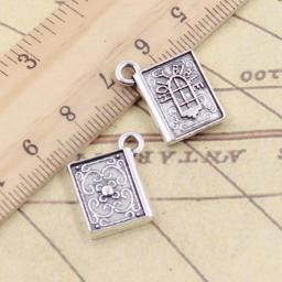 10pcs Charms Book Holy Bible 13x15mm Tibetan Silver Color Pendants Antique Jewelry Making DIY Handmade Craft