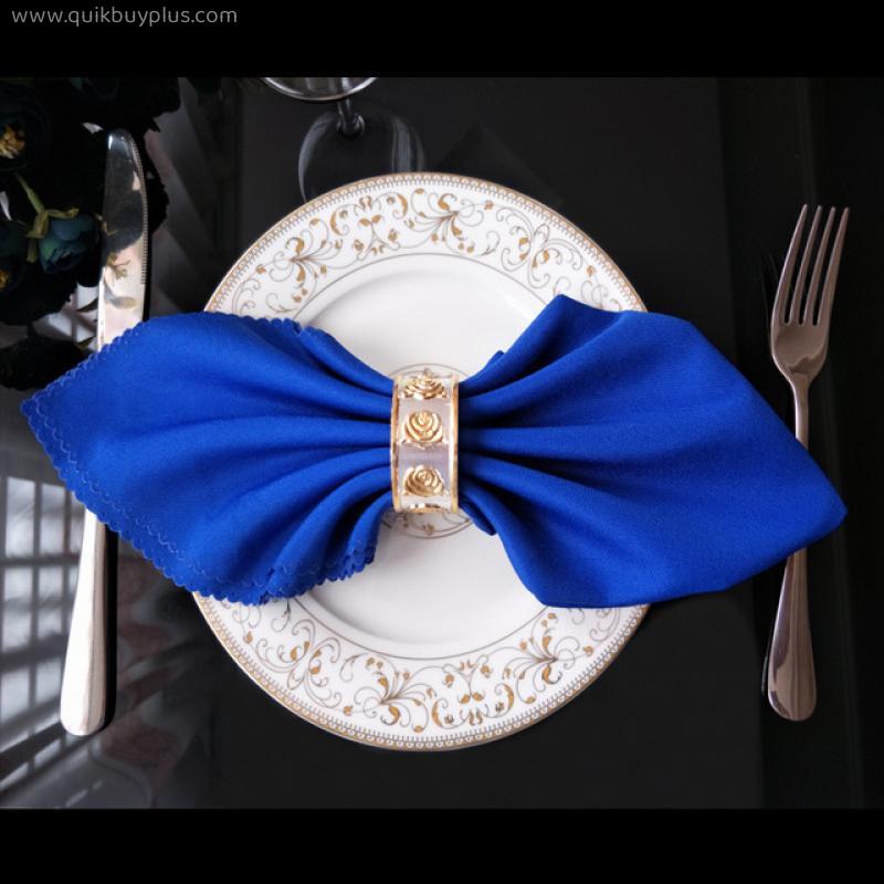 10pcs Solid Color White Wedding Table Cloth Napkins Recycled Textile Napkins Polyester Restaurant Handkerchie Eco-Friendly 48cm Square