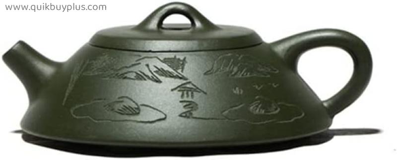 110ml Classic Yixing Purple Clay Teapots Raw Ore Green Mud Flat Stone Scoop Tea Pot Tea Ceremony Customized Zisha Tea Set