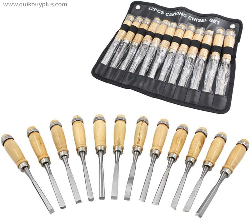 12-Piece Wood Carving Tool Set Carving Chisel, Furniture Woodworking Root Carving Chisel DIY Woodworking Chisel Kit Carving Tools, Woodworking Tools for Beginners and Professional Woodworking