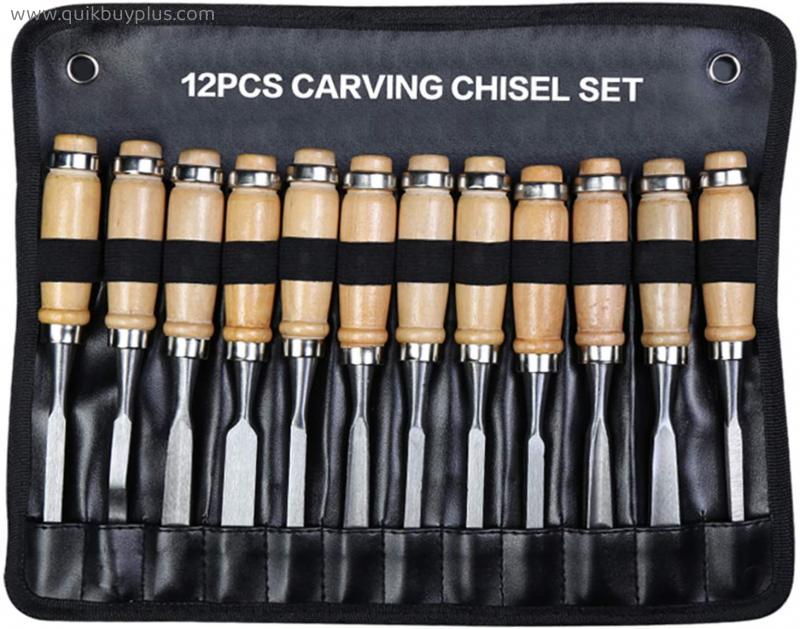 12Pcs Advanced Wood Chisel Tool Set, Woodworking Professional Manual Wood Carving Root Carving Chisel Tool Chisel Carpenter Carving Chisel, Suitable for Beginners, Amateurs and Professional Craftsme