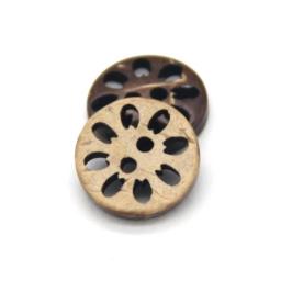13mm Flower Carved Natural Coconut Wood Natural Buttons For Clothing Small Sewing Crafts Shirt Children Scrapbooking Wholesale