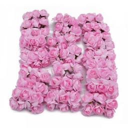 144PCS 3CM Mini Paper Flowers Rose Artificial Flowers Head For Wedding Decorations Handmade DIY Home Fashion Fake Flower Decor