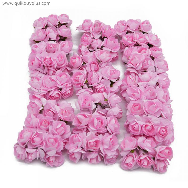 144PCS 3CM Mini Paper Flowers Rose Artificial Flowers Head For Wedding Decorations Handmade DIY Home Fashion Fake Flower Decor
