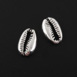 15Pcs  Silver Color Cowrie Shells Charms Summer Sea Pendant Making Handcraft Necklaces Wholesales 19x12mm