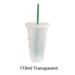 16/24oz Reusable Straw Cup With Logo Coffee Mugs For Bubble Tea Boba Milk Fruit Drinking Cups Summer Cold Water Bottle Tumbler